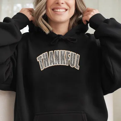 Leopard Thankful Hoodie, Thanksgiving Hoodie, Cute Fall , Fall Hoodie, Fall Hoodie, Retro Fall Season, Autumn Outfits