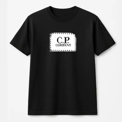 Men S C P Company Print T-Shirt Casual Round Neck Summer Streetwear Top