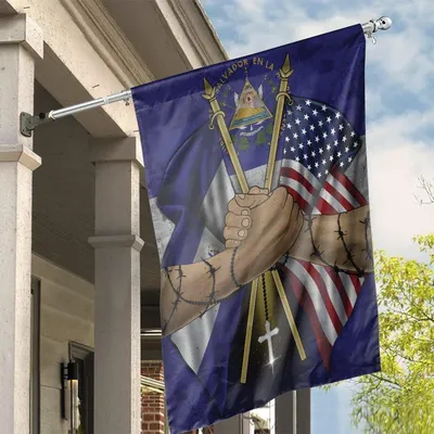 Usa–El Salvador Unity Flag, Faith, Friendship & Strength House Banner Vertical House Flag