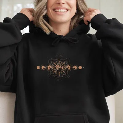 Boho Mystical Moon Phase Hoodie