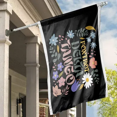 Foxtrot Delta Tango Retro Floral Hippie Style Decorative Horizontal House Flag Horizontal House Flag