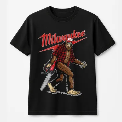 Milwaukee Bigfoot Double-Sided T-Shirt For Mens – Funny Chainsaw Graphic T-Shirt, Milwaukee Fan T-Shirt, Men Graphic T-Shirt - Menswear Top