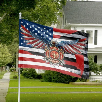 Firefighter Eagle American Flag, Courage & Honor Fire Rescue House Flag Horizontal House Flag