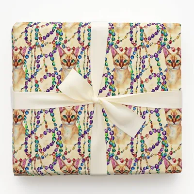 Mardi Gras Oriental Shorthair - Gift Wrap for Christmas, Holidays Wrapping Paper, Christmas Wrapping Paper