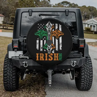 Celtic Cross Spare Tire Cover, Irish Pride Design, Heritage Symbol Art, Spiritual Faith Theme, Unique Car Accessory Gift For Travelers And Culture Lovers Spare Tire Cover