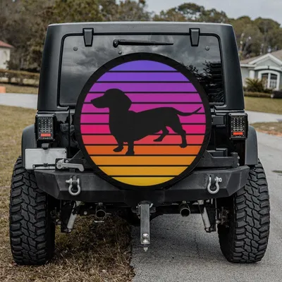 Dachshund Spare Tire Cover, Cute Sausage Dog Design, Adorable Pet Lover Theme, Fun Animal Art Style, Perfect Car Accessory Gift For Dog Owners Spare Tire Cover