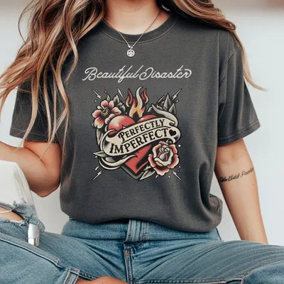 Beautiful Disaster T-Shirt Cool Girl Graphic T-Shirt For Women Streetwear