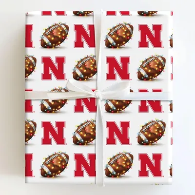 Big Red End Zone Lights - Gift Wrap for Christmas, Holidays Wrapping Paper, Christmas Wrapping Paper