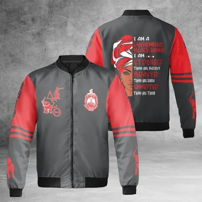 Delta Sigma Theta Bomber Jacket, Dst Phenomenal Black Woman Quote, Sorority Paraphernalia 1913, Red & Black Bomber Jacket