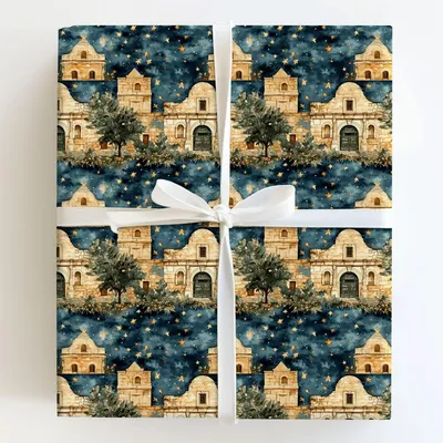 Alamo Christmas - Gift Wrap for Christmas, Holidays Wrapping Paper, Christmas Wrapping Paper
