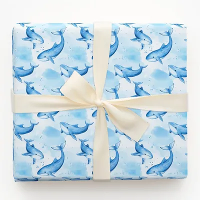 Baby Blue Whale - Gift Wrap for Christmas, Holidays Wrapping Paper, Christmas Wrapping Paper