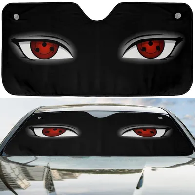 Naruto Sharingan Eye Car Sunshade, Anime Windshield Screen, Uchiha Clan Heat Blocker, Uv Protection, Custom Fit Car Sunshade