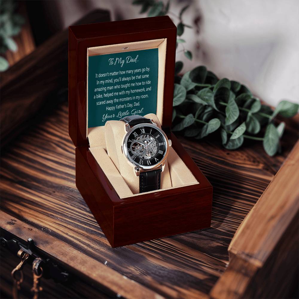 To My Dad Watch To Dad From Daughter Gift Openwork Watch With Message Card For Dad Father's Day Gift From Daughter