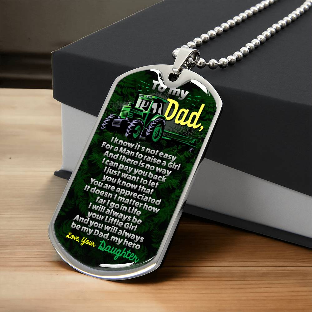 Gift From Daughter - Father Daughter Gift - Dad Gift Ideas - Gift For Father - Gift For Dad - Dad's Birthday Gift Idea - Army Tag Necklace, Dog Tag