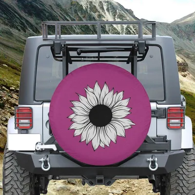 Hot Pink Sunflower Spare Tire Cover, Bright Floral Design, Cheerful Flower Car Accessory, Feminine Aesthetic Spare Wheel Cover For Nature Lovers Spare Tire Cover