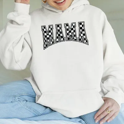 Checkered Mama Hoodie Gift For Mom,Vintage Checkered Mama Hoodie,Retro Mom Hoodie,Mother'S Day Gift