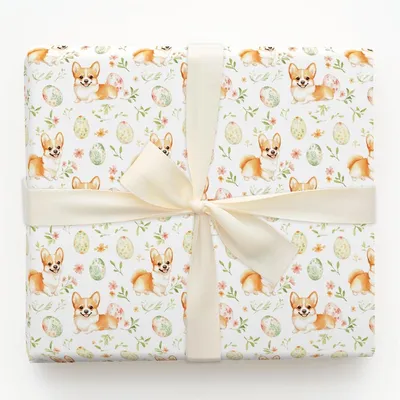 Easter Eggs with the Corgi - Gift Wrap for Christmas, Holidays Wrapping Paper, Christmas Wrapping Paper