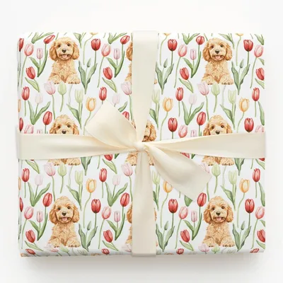 Golden Blooms - Gift Wrap for Christmas, Holidays Wrapping Paper, Christmas Wrapping Paper