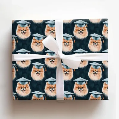 Pomeranian Graduate - Gift Wrap for Christmas, Holidays Wrapping Paper, Christmas Wrapping Paper