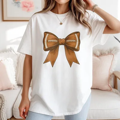 Coquette Football T-Shirt Coquette Football Bow T-Shirt Unisex Game Day Football Outfits Womens Football T-Shirt