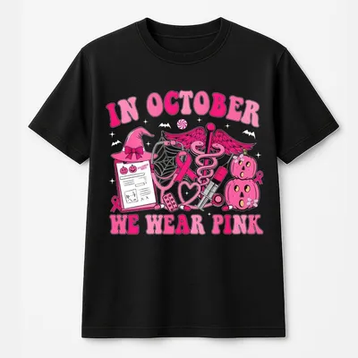In October We Wear Pink Rehab Life Nurse Breast Cancer T-Shirt, Breast Cancer Nurse Sublimation Design T-Shirt, Nurse T-Shirt, Nurse Gift