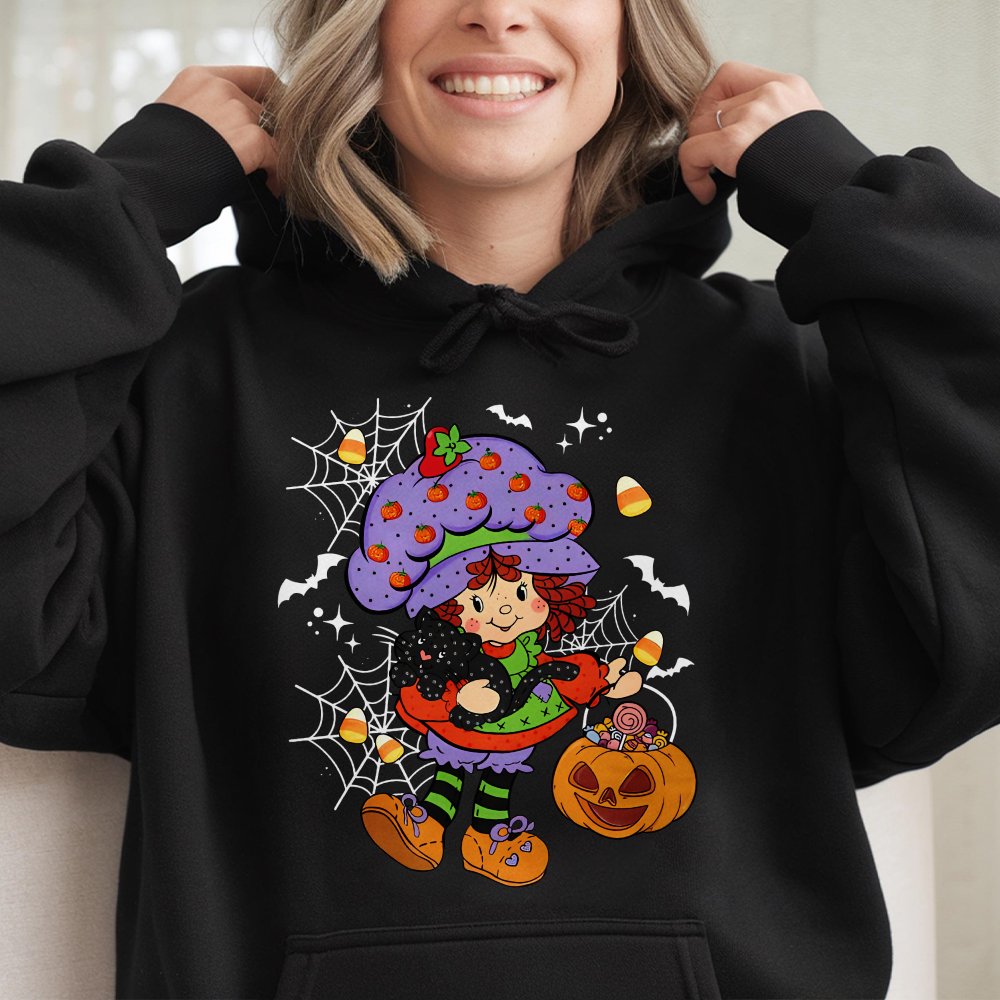 Strawberry Shortcake Hoodie Strawberry Shortcake Halloween Hoodie Halloween Cartoon Nostalgia Hoodie Strawberry Shortcake