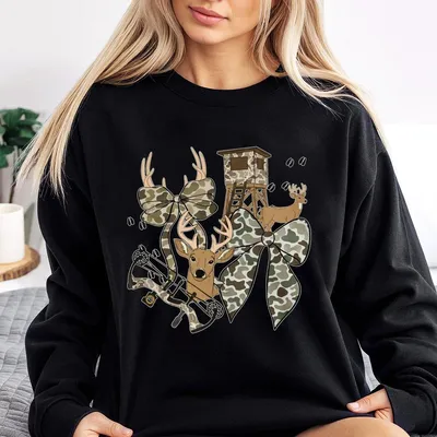 Hunting Season Sweatshirt, Fall Outfit, Hunt Sweatshirt, Coquette Sweatshirt, Camo Sweatshirt, Deer Hunting Sweatshirt, Doe Sweatshirt, Old School
