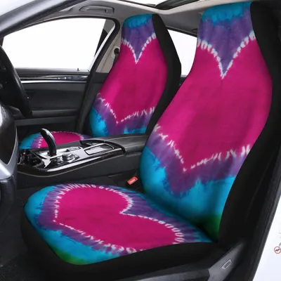 Colorful Heart Tie Dye Print Universal Fit Car Seat Covers