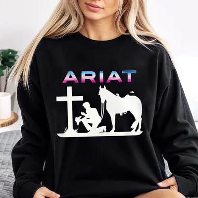 Ariat Sport Grey Sweatshirt, Geometric Southwestern Logo Design  For Men & Women, Breathable Fabric Summer Wear
