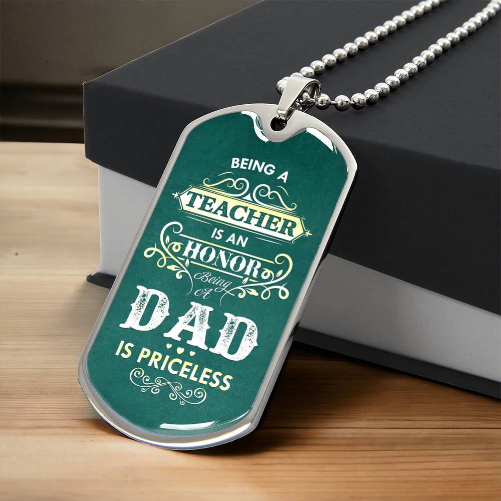 To My Dad Dog Tag Necklace,Teacher Dad Necklace, Teacher Dad Gift, Father's Day Gift,Dad Gifts - Army Tag Necklace, Dog Tag