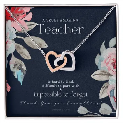 Teacher Gift Gift For Teacher Necklace A Truly Amazing Teacher Appreciation Gift Interlocking Hearts Necklace
