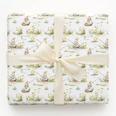 Hook Line and Bunny - Gift Wrap for Christmas, Holidays Wrapping Paper, Christmas Wrapping Paper