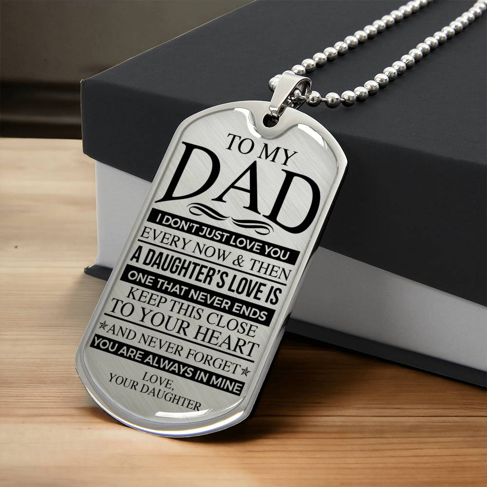 Daughter To Dad Dog Tag - Army Tag Necklace, Dog Tag