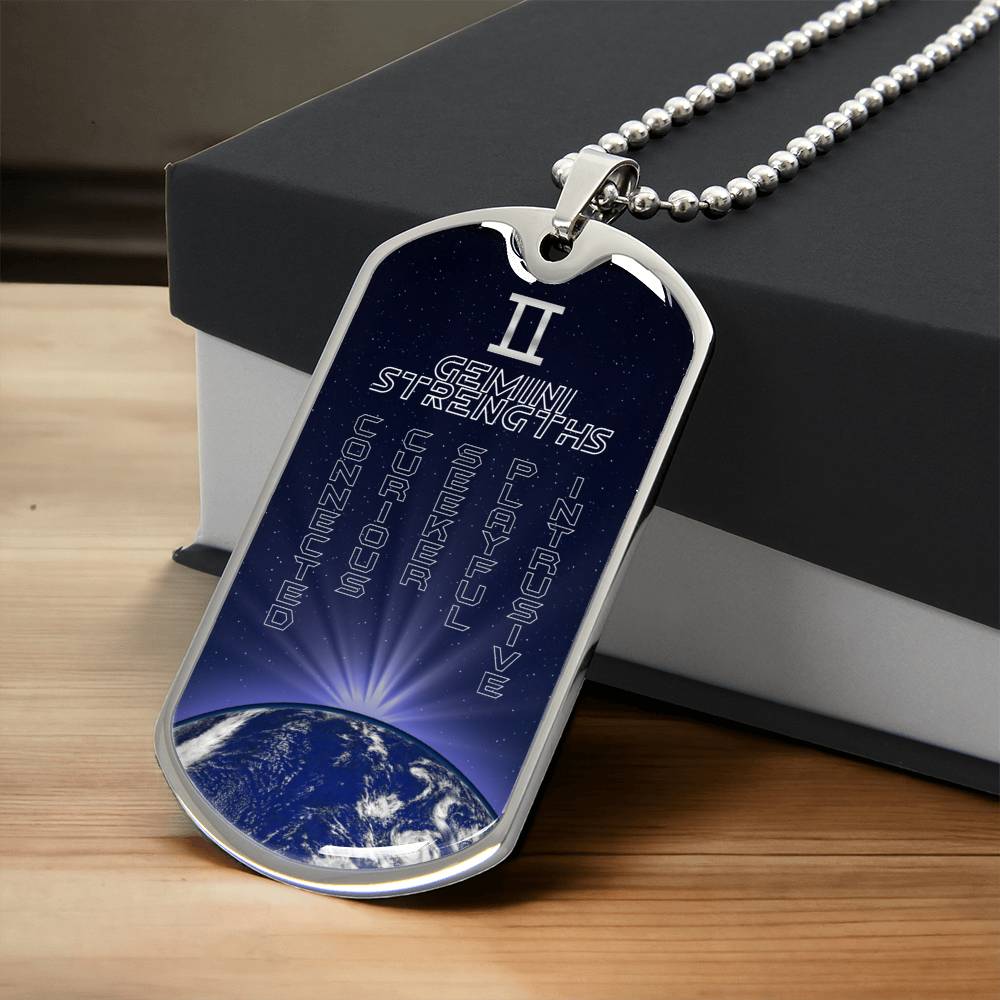 Gemini Ball Chain Dog Tag Necklace - Army Tag Necklace, Dog Tag