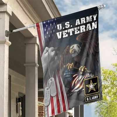 Us Army Veteran Flag Patriotic Eagle American Flag Pride Military Patriot Merch Vertical House Flag
