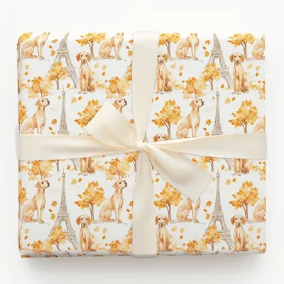 Paris with the Vizsla - Gift Wrap for Christmas, Holidays Wrapping Paper, Christmas Wrapping Paper