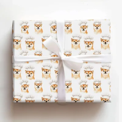 Cooking with the Shiba Inus - Gift Wrap for Christmas, Holidays Wrapping Paper, Christmas Wrapping Paper