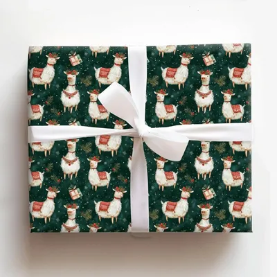 Mistletoe Llama - Gift Wrap for Christmas, Holidays Wrapping Paper, Christmas Wrapping Paper