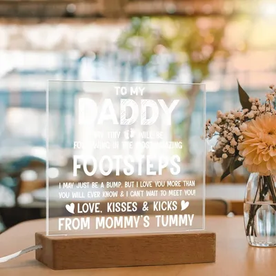 To My Daddy From Mommy's Tummy - Love, Kisses - Acrylic Square Plaque