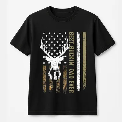 Best Buckin Dad Ever Camo Hunting Flag T-Shirt, Funny Father'S Day Gift For Hunting Dads