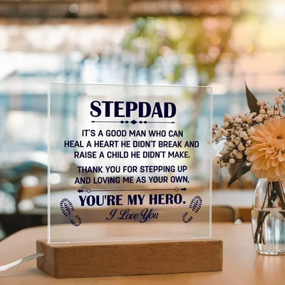 Acrylic Square Plaque - Stepdad - You're My Hero - Acrylic Square Plaque