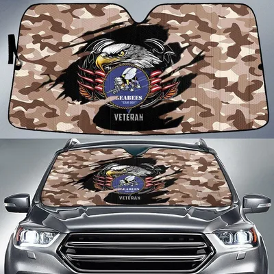 Bald Eagle American Flag Brown Camo Cow Pattern Printed Car Sun Shades Cover Auto Windshield PrintSyde