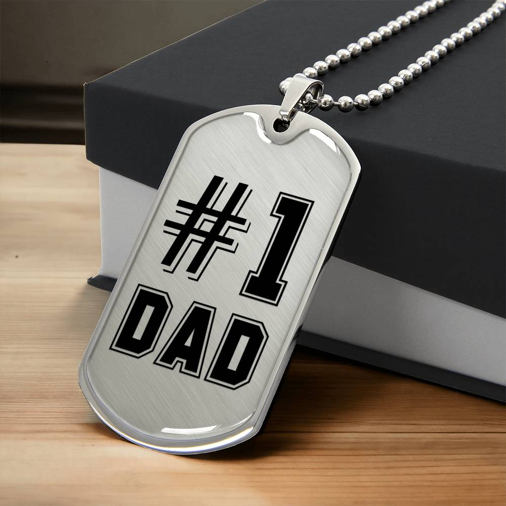 Number 1 Dad, Dad Birthday Gift From Daughter, Dad Fathers Day Gift From Son, Birthday Gift Ideas For Dad, Father's Day Gift - Army Tag Necklace, Dog Tag