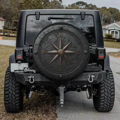 Vintage Compass Spare Tire Cover, Dark Aesthetic Nautical Wheel Protector, All Weather Outdoor Explorer Accessory Spare Tire Cover
