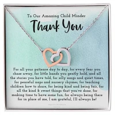 Thank You Gift For Child Minder Child Minder Appreciation Gift Child Minder Leaving Gift Childminder Christmas Gift Child Minder Necklace Interlocking Hearts Necklace