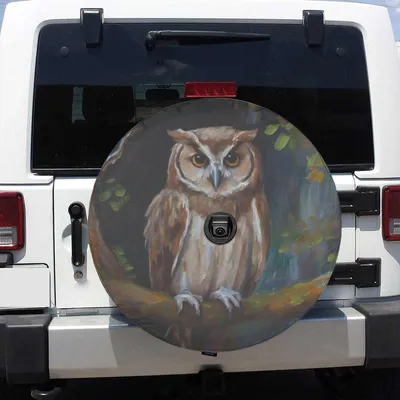 Owl Spare Tire Cover With Or Without Backup Camera Hole, Owl Spare Tire Cover For Cars Spare Tire Cover