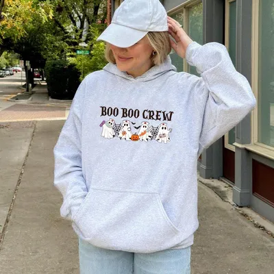 Nurse Halloween Hoodie Boo Boo Crew Spooky Medical Outfit Matching Fall Cute RN Gift for Women