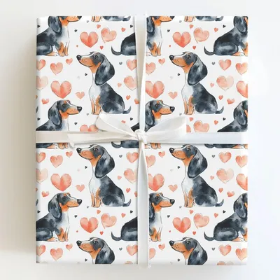 Dachshund Valentine - Gift Wrap for Christmas, Holidays Wrapping Paper, Christmas Wrapping Paper