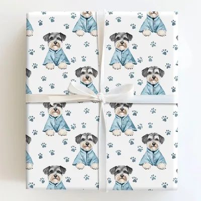 Spa Day with the Schnauzer - Gift Wrap for Christmas, Holidays Wrapping Paper, Christmas Wrapping Paper