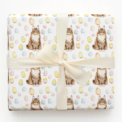 Easter Eggs with the Maine Coon - Gift Wrap for Christmas, Holidays Wrapping Paper, Christmas Wrapping Paper